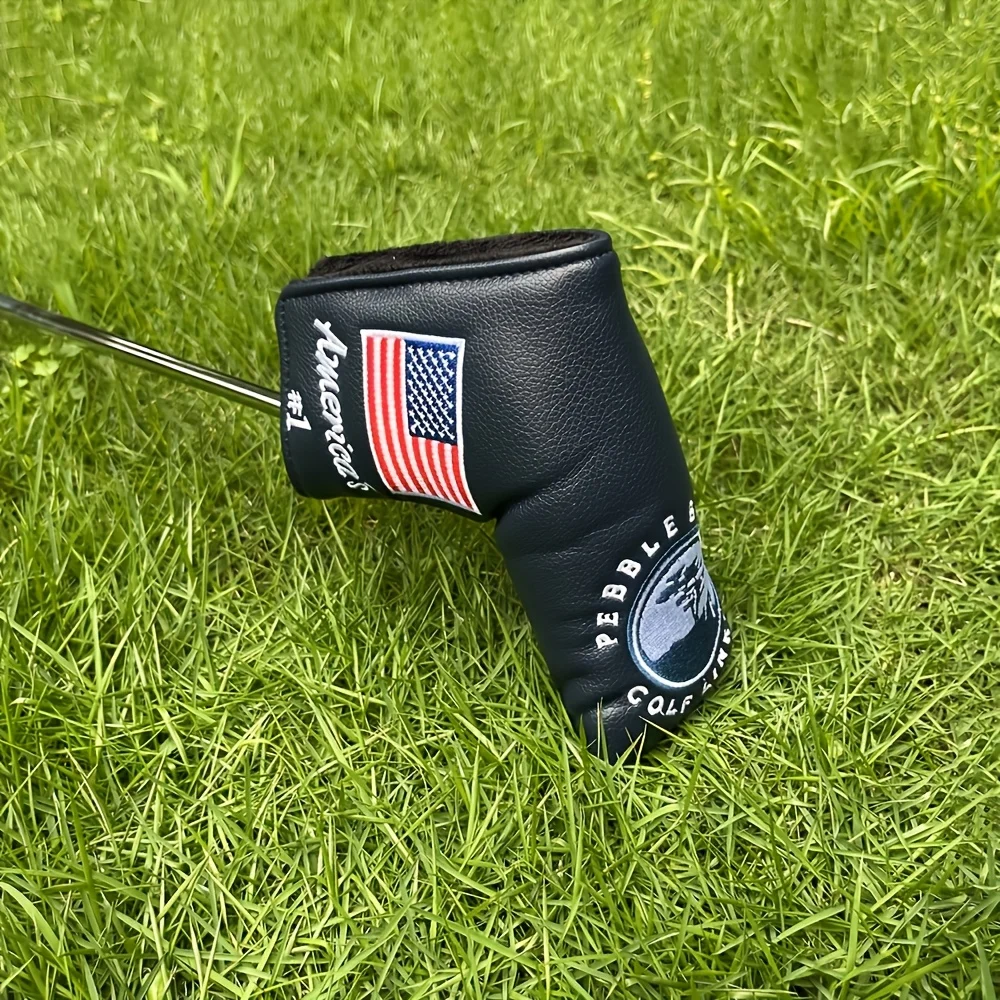 1pc Premium Embroidered Golf Putter Cover - Durable PU, L-Shaped Design, Fits Most Straight Putters image 2