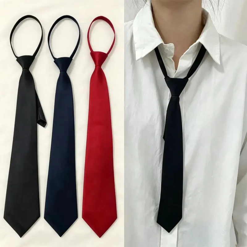 1-3pcs Unisex Black Simple Clip on Tie Security Tie Uniform Shirt Suit Neckties Steward Matte Funeral Lazy Neck Ties Men Women