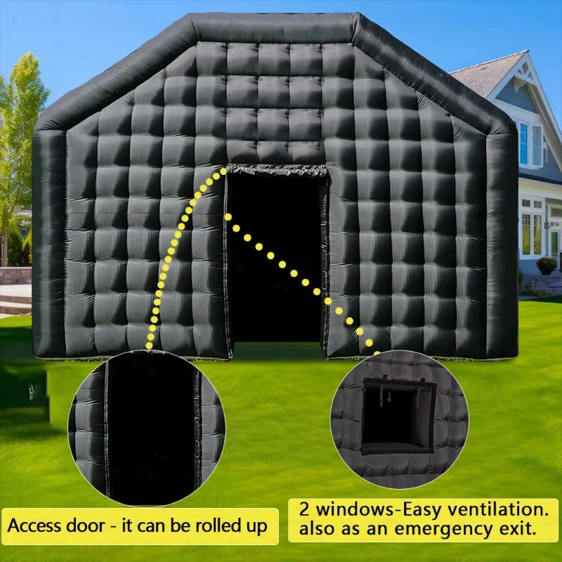 Great Deals! 20FT Large Black Inflatable Nightclub Party Tent with Blower Inflatable Disco Tent  Air Tent for Wedding Birthday