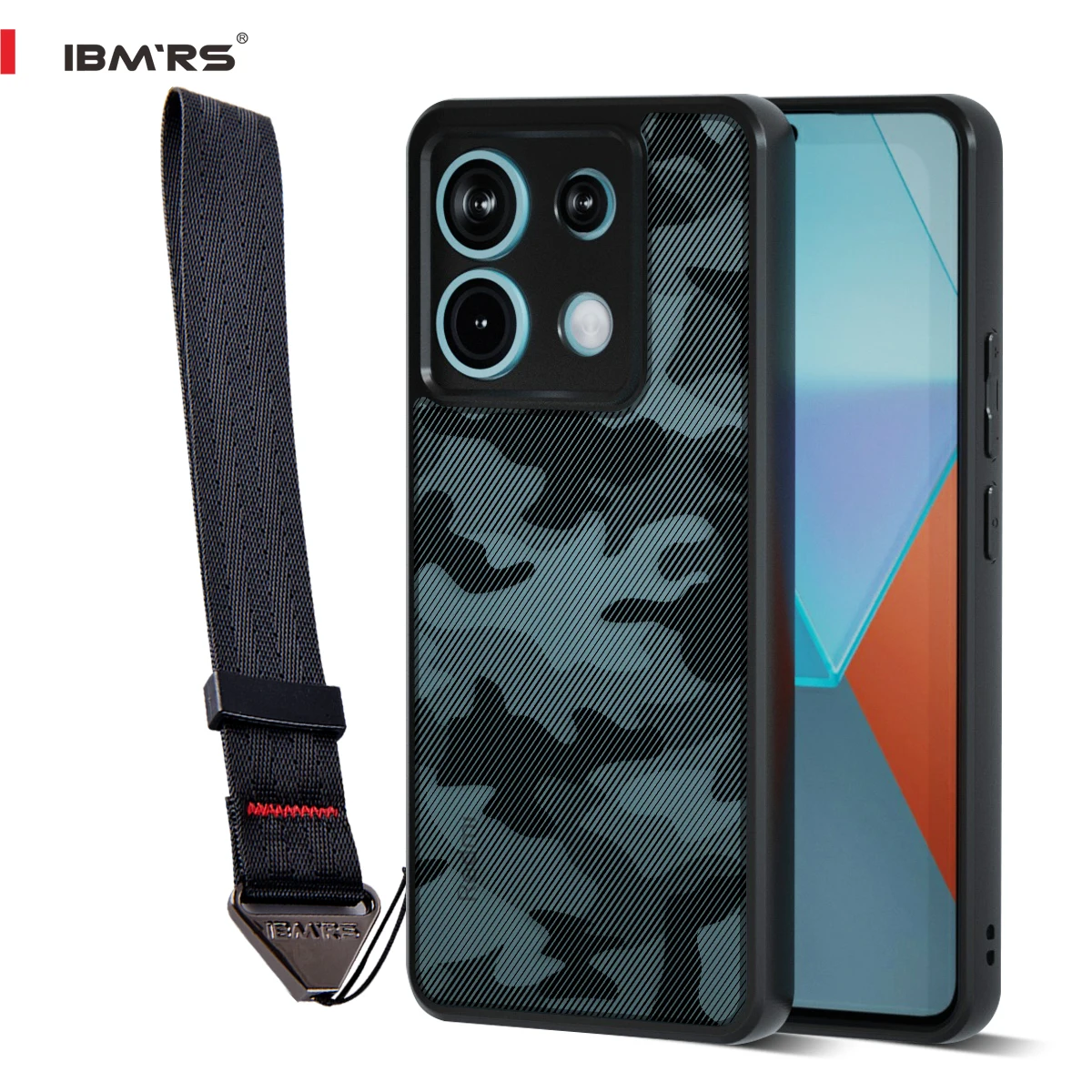

(В комплект с ремешком на запястье)IBMRS для Redmi Note 13 Pro 4G Camo Case, военный противоударный защитный чехол с защитой камеры
