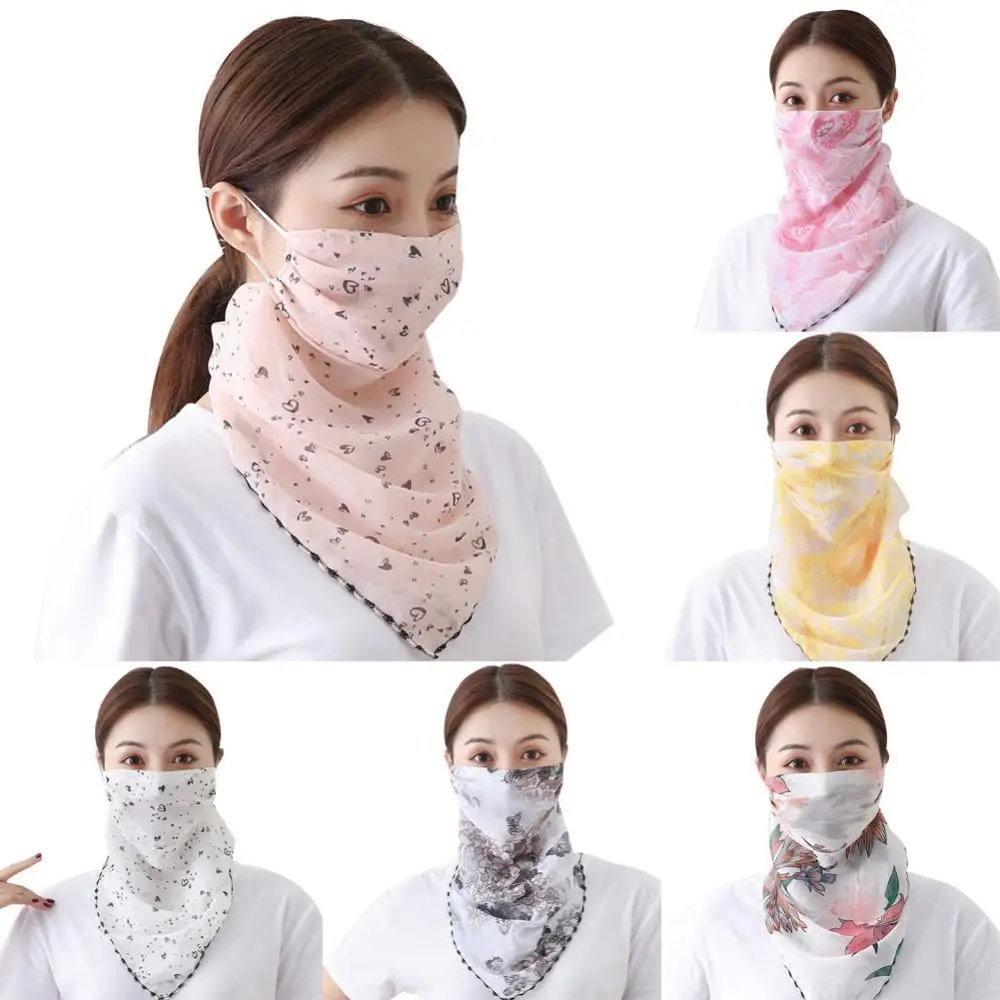 Printed Cycling Face Mask Outdoor Breathable Women Anti UV Sun Scarf Face Mask Outdoor Sports Motorcycle Ski Fishing Accessories