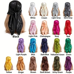 Pañuelo Hijab liso clásico para mujer, pañuelo cuadrado de 90cm, pañuelo de seda de Hip-Hop, chal a prueba de viento, accesorios para el cabello