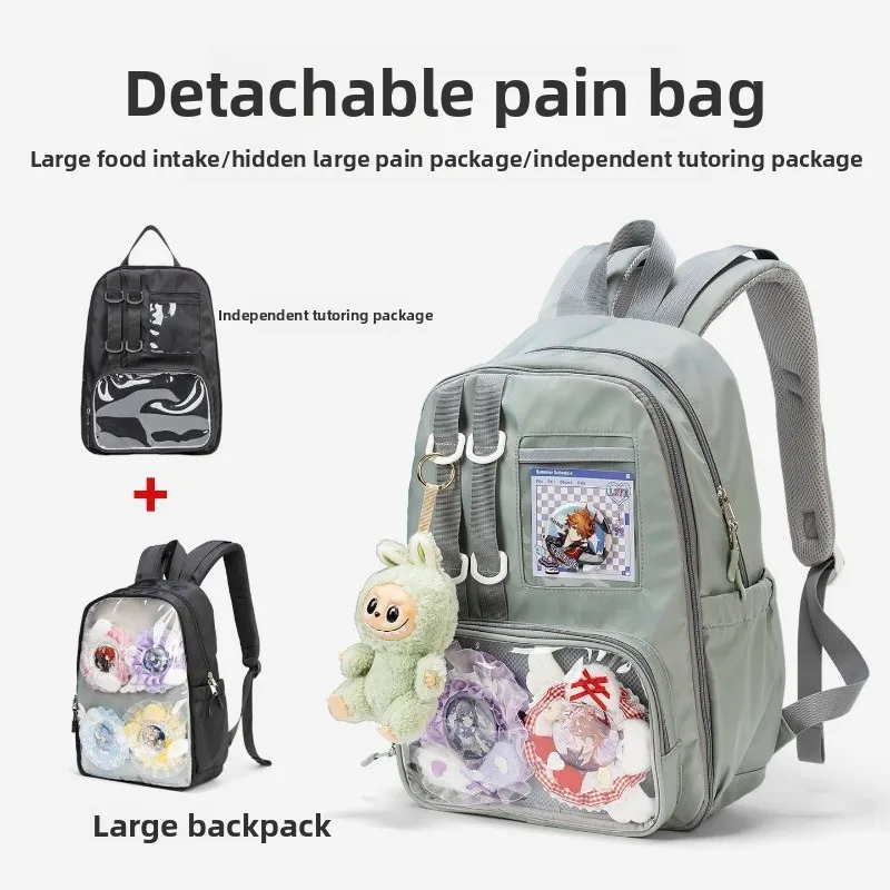 

Large Capacity School Bag Backpack Ita Bag Ita Backpack with Transparent Pocket School Backpack for Student Daily Backpacks