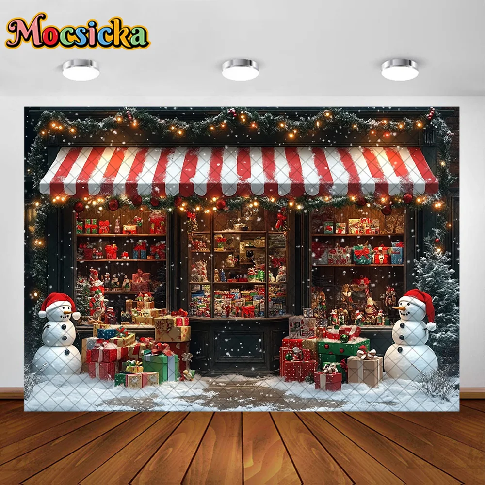 Mocsicka التصوير خلفية لطيف ثلج لعبة مخزن عيد الميلاد الديكور الاطفال عيد الميلاد عطلة لوازم الخلفيات للصور