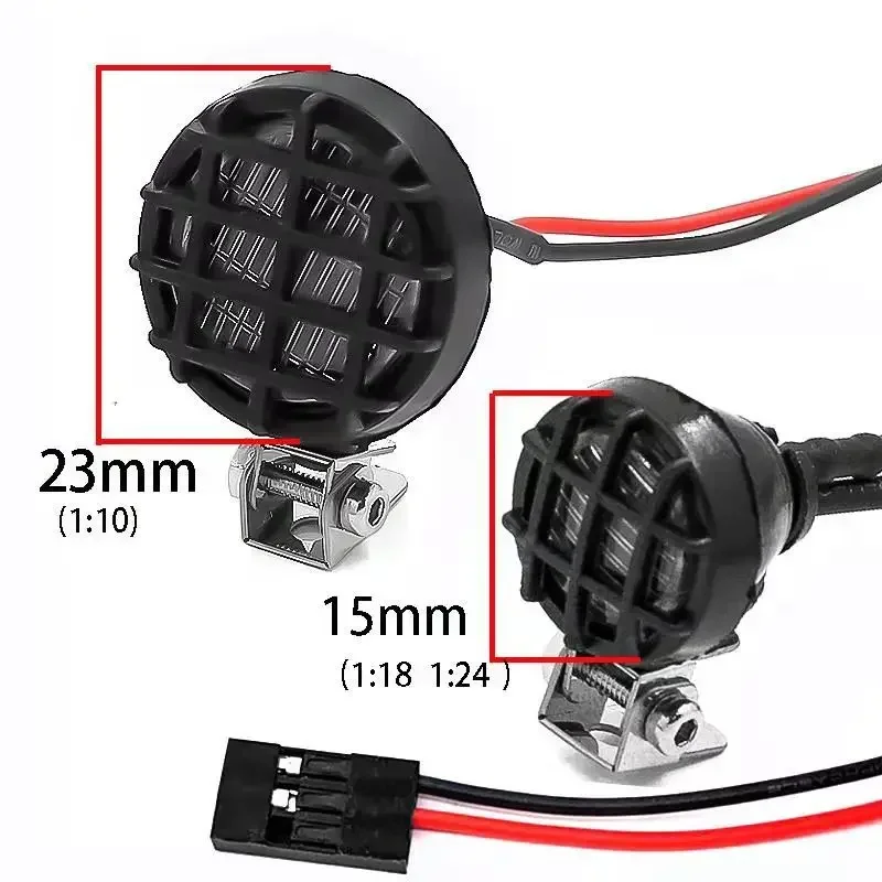 RC カーラウンド LED ヘッドライト ブラケット付き 1/10 クローラー TRX4 TRX6 アキシャル SCX10 III YK4082 CC01 用、防水オフロードライト