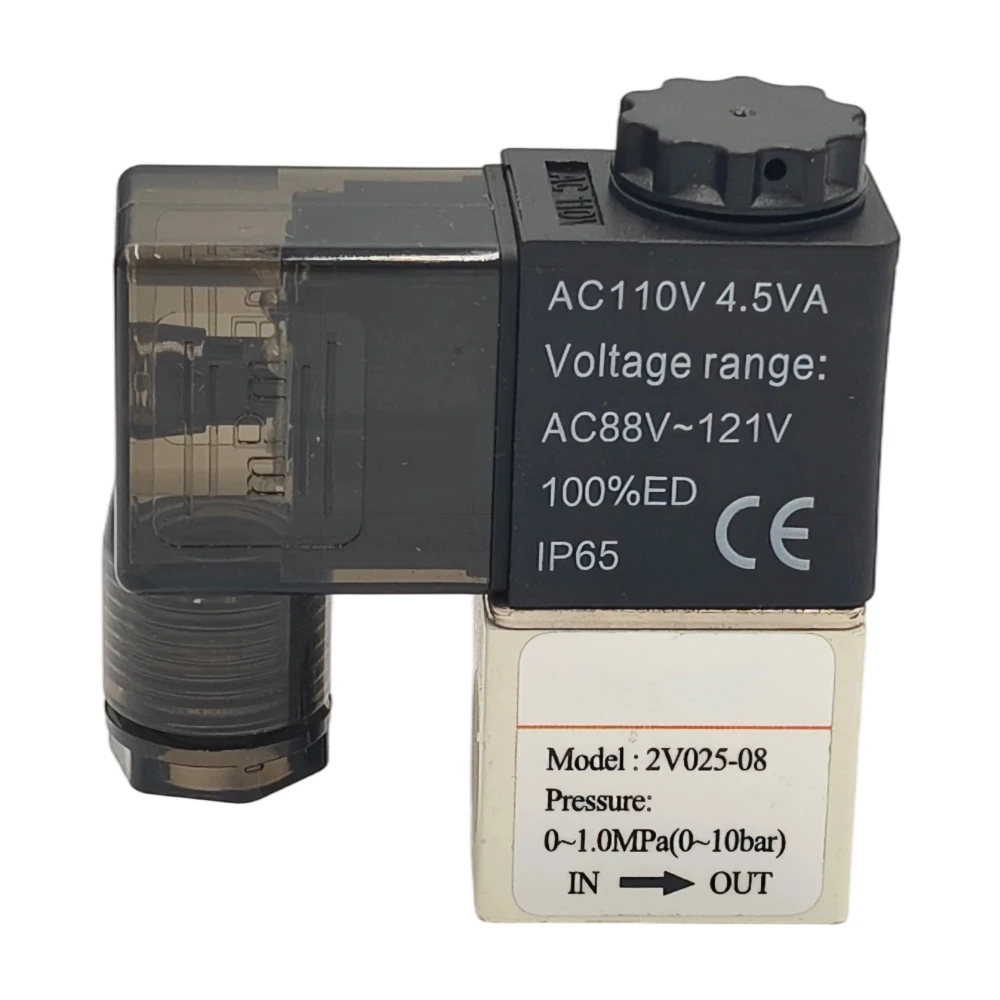 2V025-08 Air Solenoid Valve 2 Position 2 Port 1/4 Inch Normally Closed Pneumatic Solenoid Valve 12V 24V 110V 220V Volt