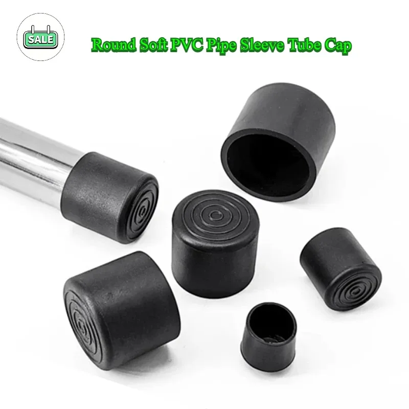 Round Soft PVC Pipe Sleeve Tube Cap Furniture Foot Table End Plugs Anti-Skid Floor Protector Caps 6/8/10/12/14/16/20/25/30-120mm