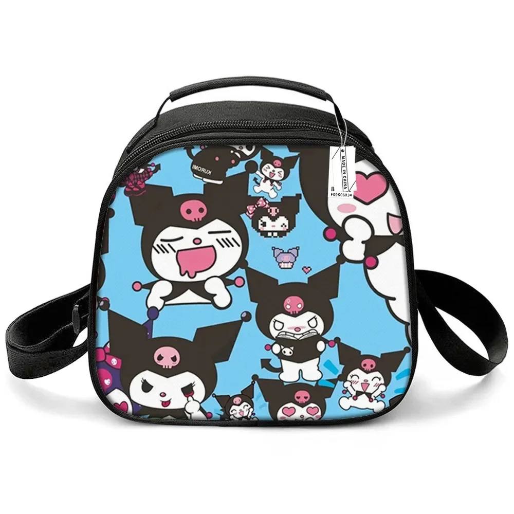 Sanrio Kids School Cute Cartoon borsa da pranzo isolata borsa da Picnic Kuromi di grande capacità borsa da viaggio portatile per studenti