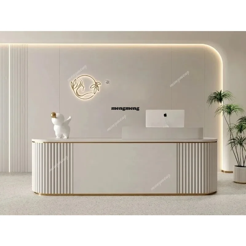 

F5822 French Cream Style Reception Desk Simple Modern Hotel Beauty Salon Front Desk Customer Consultation Center Office Furnitur