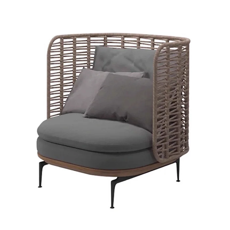 

LTT outdoor teak sofa coffee table sun room leisure solid wood sofa chair rope weaving furniture