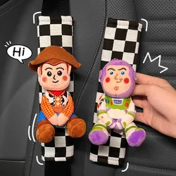 Toy Story Cute Disney Buzz Lightyear Woody Personalized Creative Cartoon Doll Car Seat Belt Shoulder Protector Anime Peripheral