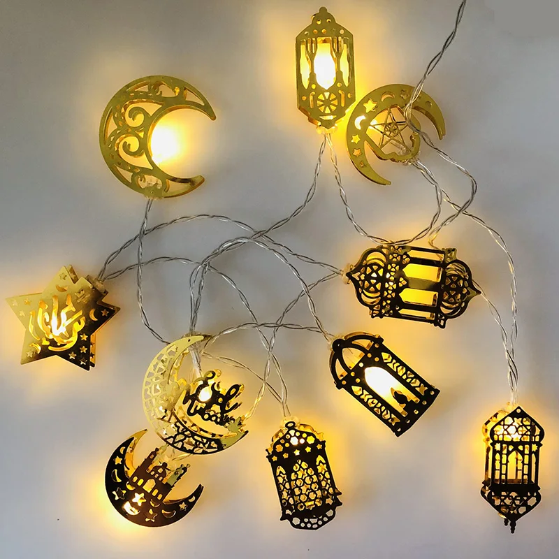 Moon Star Led String Lights EID Mubarak 2024 Ramadan Kareem Decoration For Home Islam Muslim Event Party Supplies Eid Al-Fitr