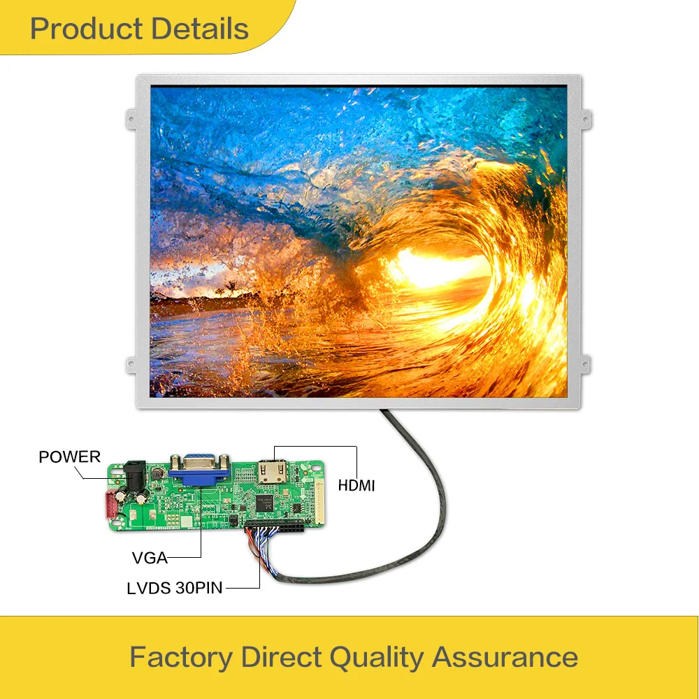 LESOWN LCD 디스플레이 스크린 패널, 풀 HD 1024x768 IPS LVDS 30 핀 드라이버 보드, VGA HDMI 인터페이스 디스플레이 모듈, 라즈베리 파이용