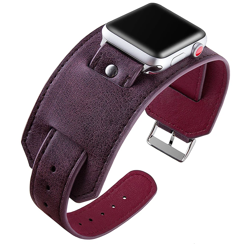 Genuine Leather for Apple Watch band 44mm 40mm 45mm 41mm 49mm 42mm 38mm bracelet iWatch series 7 6 5 4 3 se Ultra 8 brown strap