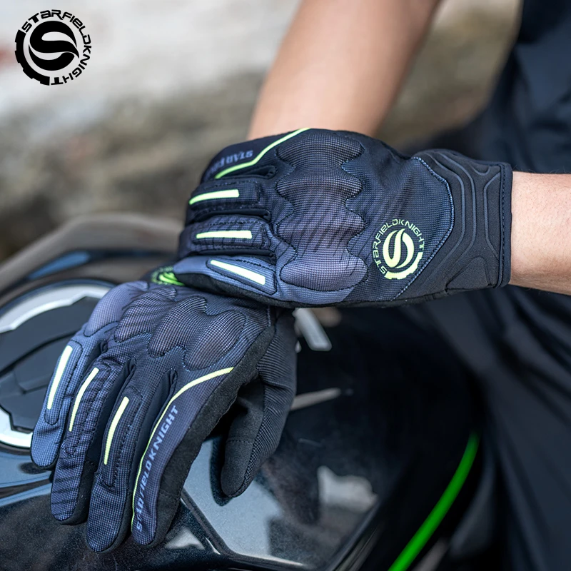 Motorcycle Gloves Leather Knuckle - قفازات الدراجات النارية SFK لحماية مفاصل
