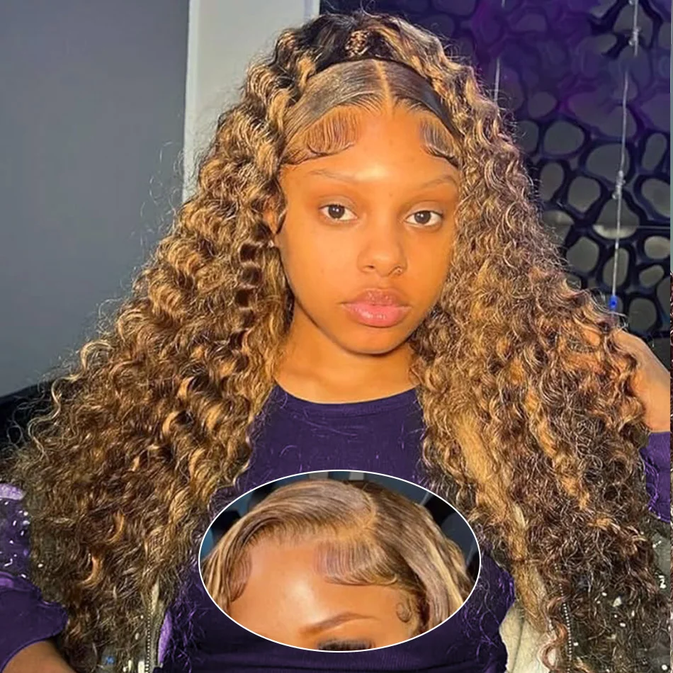 

Highlight Wig Human Hair 13X6 Hd Lace Frontal Wigs 250 Density 13X4 Curly Deep Wave Wigs 30 Inch Brazilian Hair For Black Women