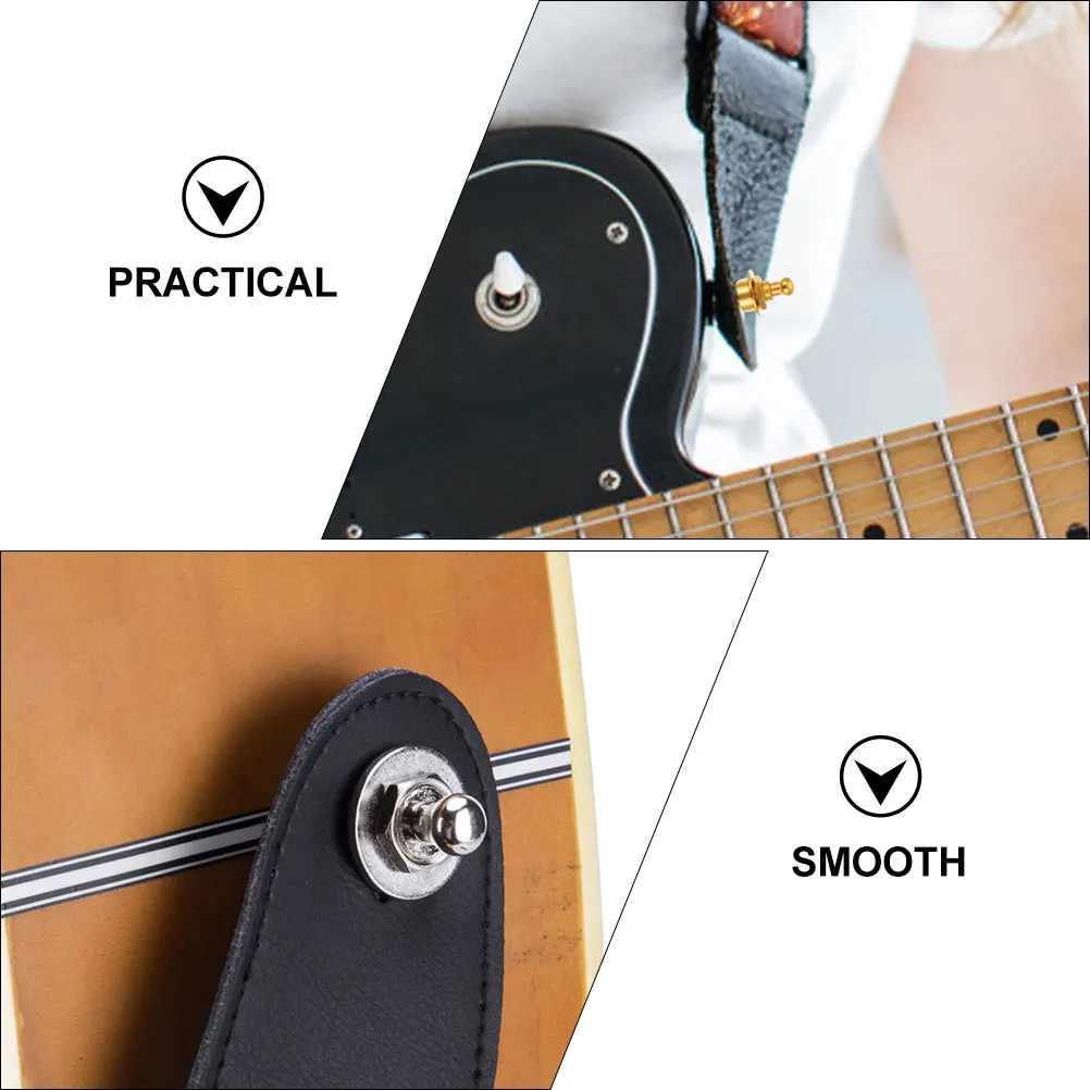 

6Pcs Guitar Strap Locks Heavy Duty Alloy Metal Buttons Durable Non-Slip for Electric Guitar Bass Ukulele Instrument Safe Lock