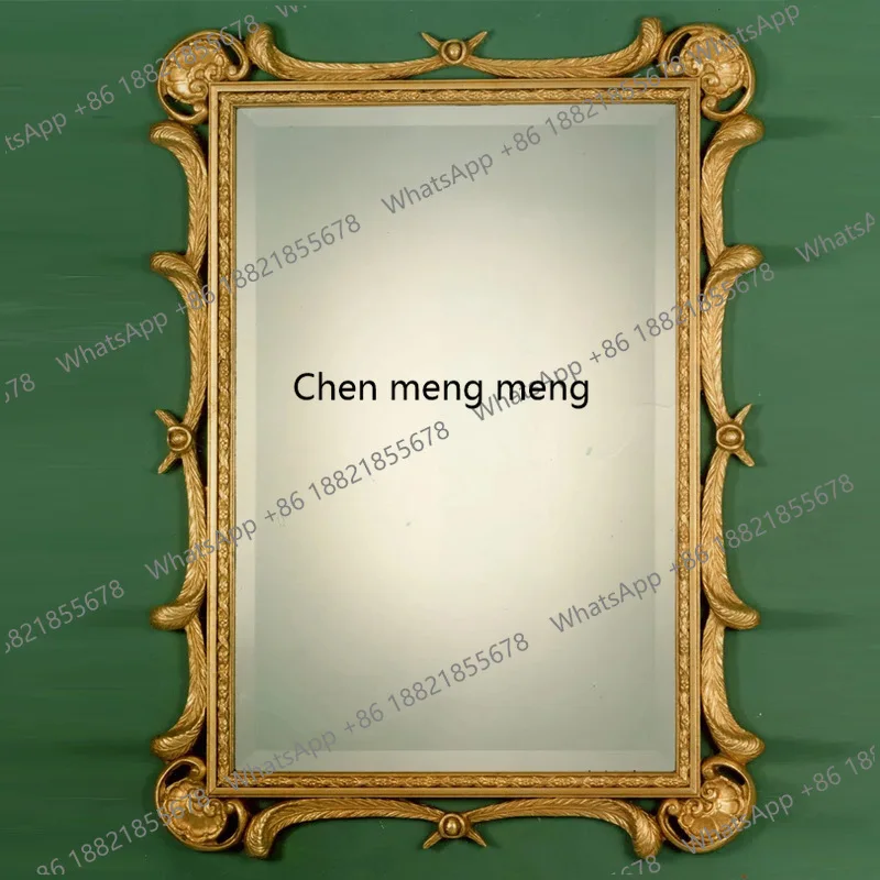 

European carved art wall mirror vintage bathroom entrance fireplace decoration wall hanging French makeup mirror