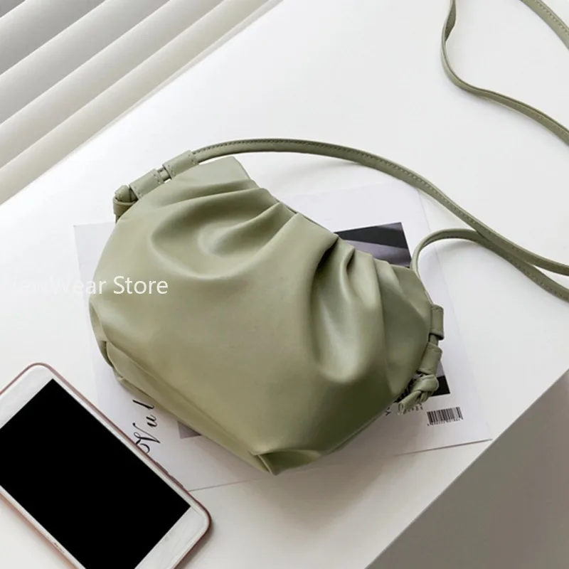 Fashion Women Shoulder Bag New Arrival Crossbody Bag Female Solid Color Pleated Design Ladies Bag Mini Zipper Cloud For Girl