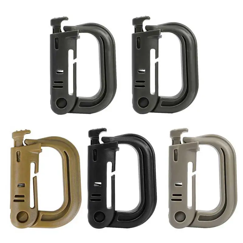 5PCS Grimloc Molle Carabiner D 잠금 링 플라스틱 클립 스냅 유형 링 버클 Carabiner 키 체인 패스너 가방 버클