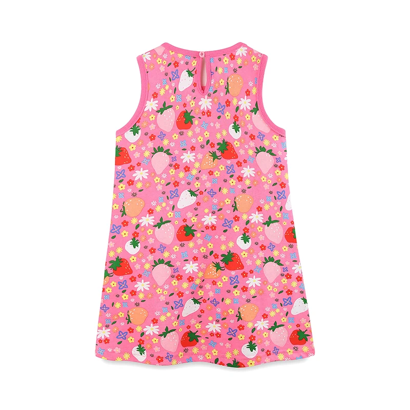 Little maven Dress for Girls 2026 Summer Kids Clothes Children's Clothing Cartoon Strawberry Casual Sleeveless Dresses 2-7 Years