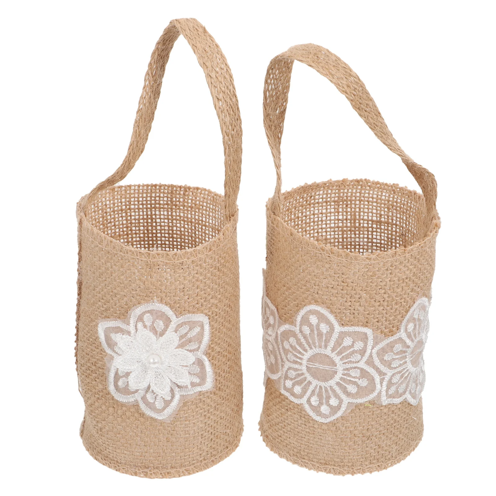 

2pcs Flower Girl Basket Burlap Wedding Decor Rustic Baskets Bride Favors C ies Gifts Storage Home Collecting Tools