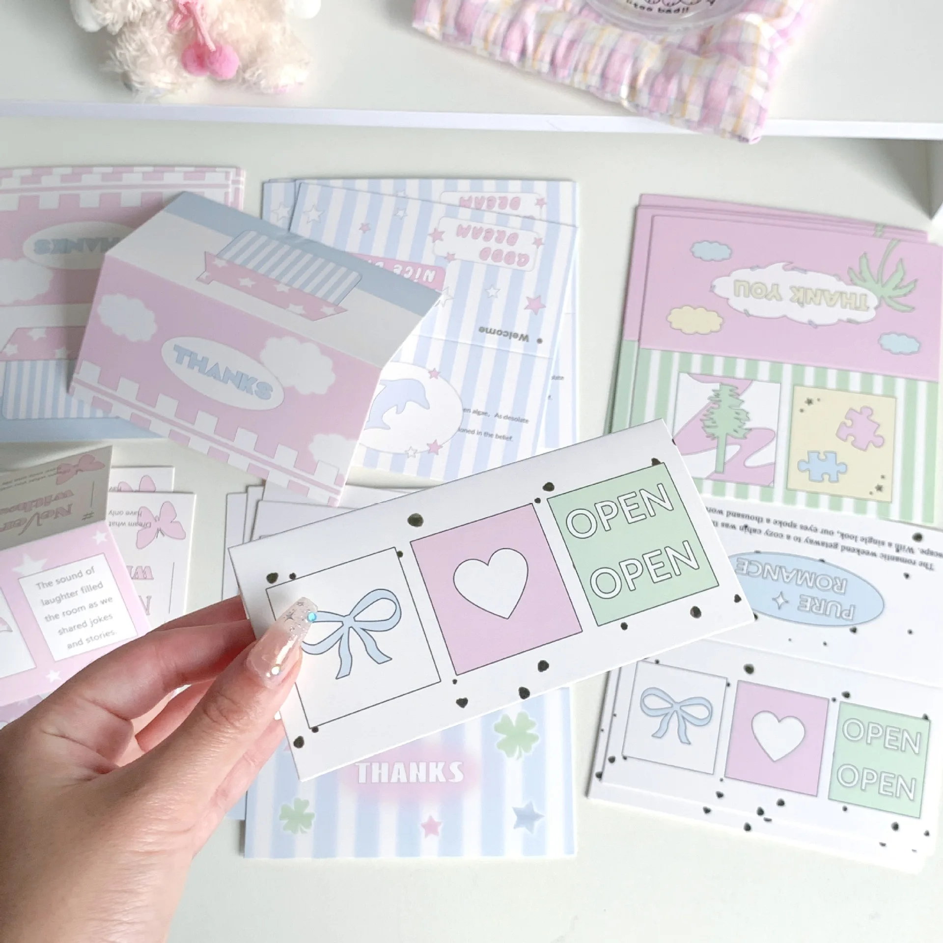 

10 Pcs/Pack Cute Korean Style Packaging Card Head Idol Photo Card Package Supplies Gift Packaging Decoration Card Bow Butterfly