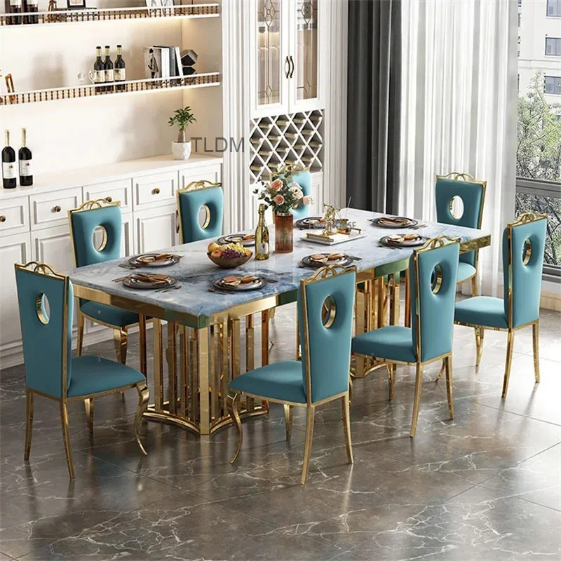 

Stainless Steel Dining Chairs Home Furniture Modern Dining Table Chairs Nordic Flannel Dinning Chair Restaurant Backrest Chair M