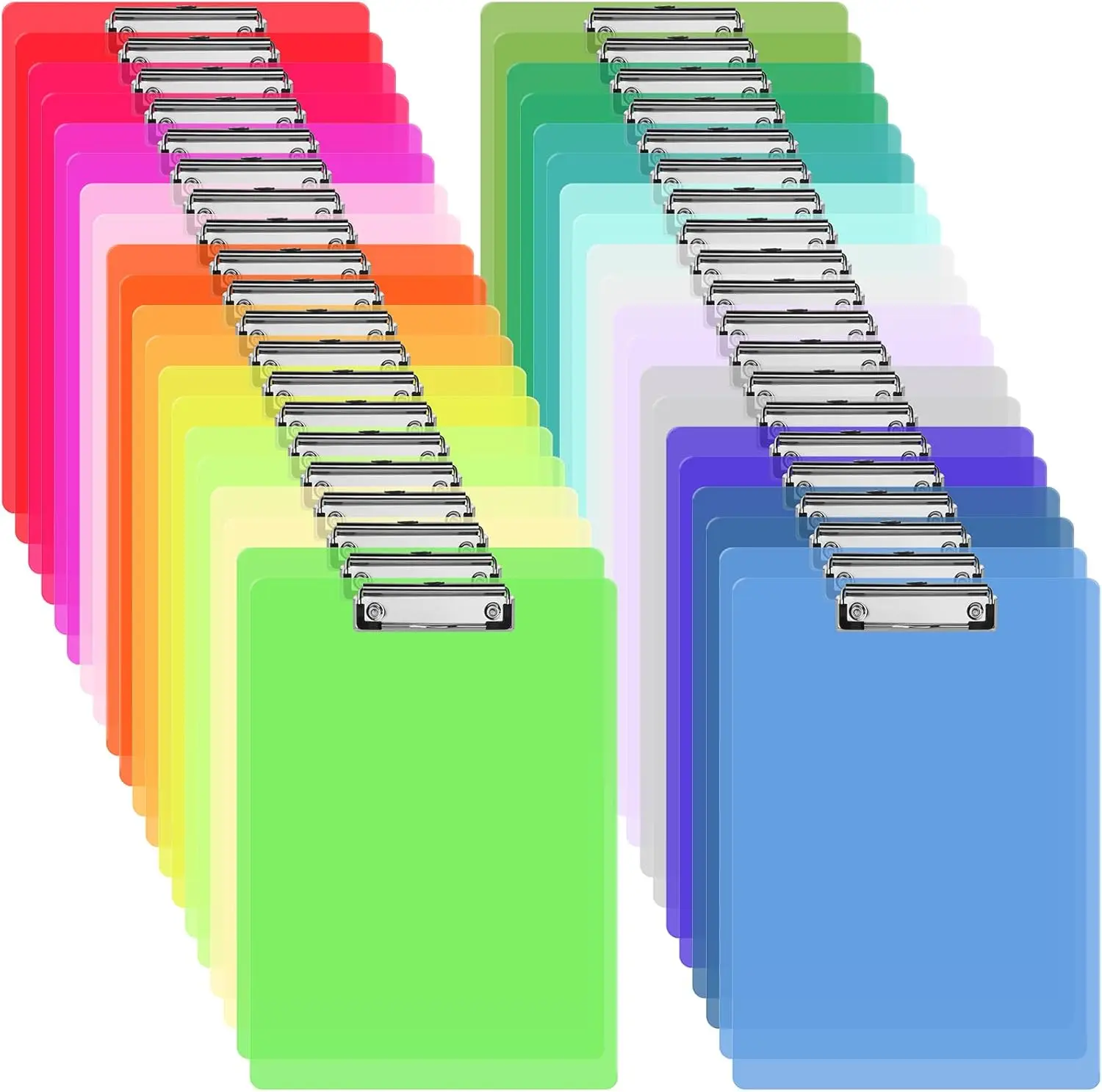 

40 Pack Plastic Clipboards Bulk Assorted Colors A4 Letter Size Portable