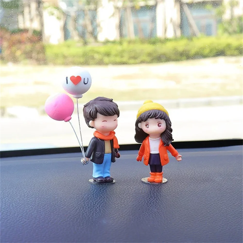 Cute Cartoon Couples Car Decoration Anime Figure Action Romantic Balloon Auto Dashboard Ornaments Car Interior Accessories Gifts