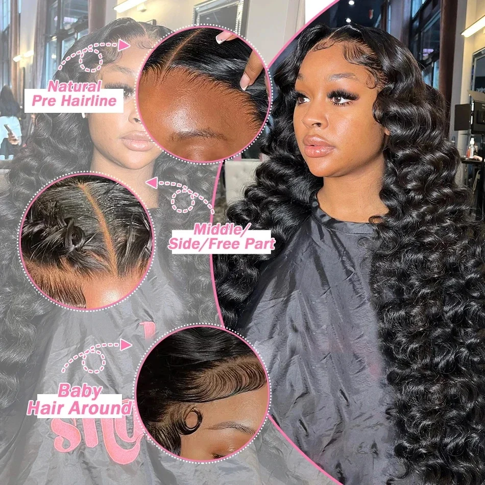 40 Inch Loose Deep Wave Human Hair 13x4 13x6 HD Lace Frontal Wigs Human Hair Brazilian Curly Human Hair 360 Full Lace Front Wig