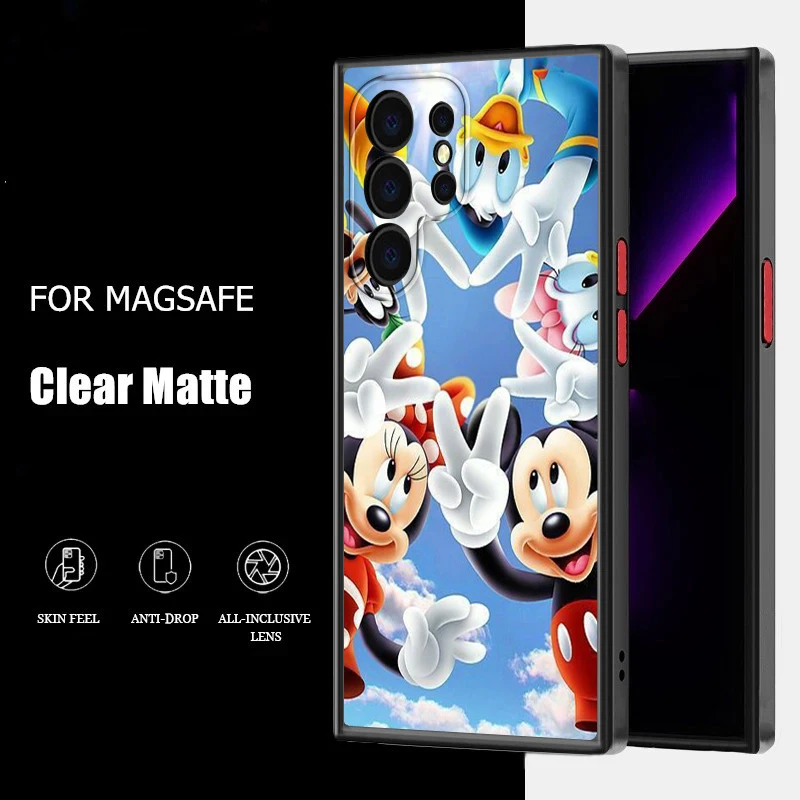 Disney Family Party For Samsung A53 A52 A33 A32 A51 A71 A21S A13 A73 A50 A22 A12 A72 5G Frosted Translucent Cover Capa Fundas