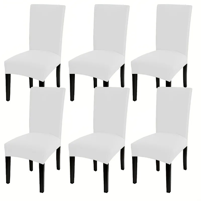 

6pcs Elastic Chair Covers for Home Hotel & Restaurant - Stretchable Universal Fit Dust-Proof Slipcovers Washable Seats Protector