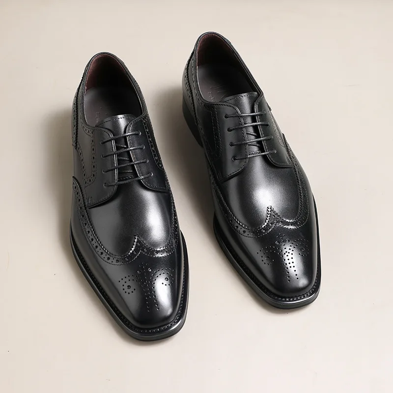

British Leather Shoes Men's Cowhide Business Dress Leather Shoes Men's Wedding Shoes Men