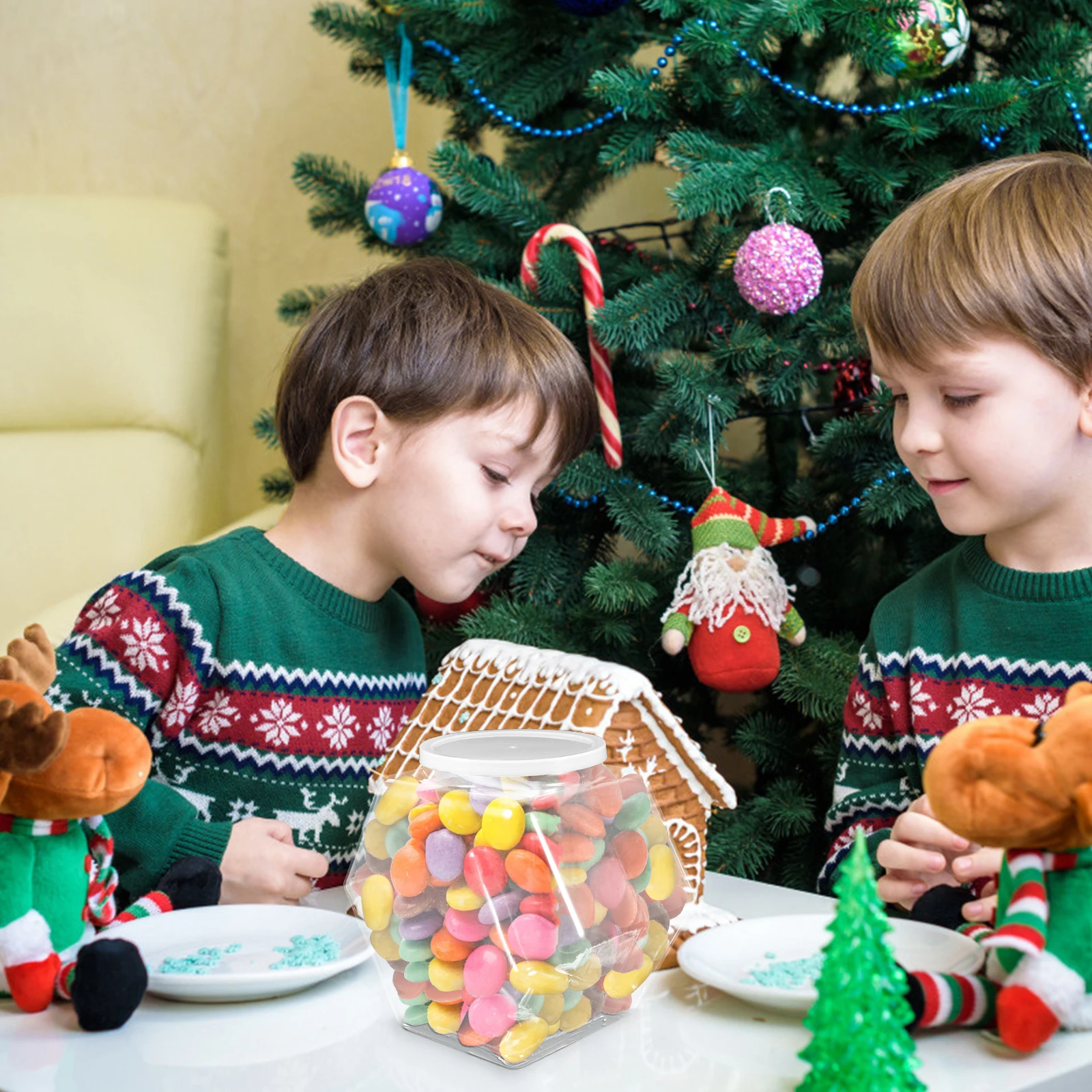 

Hexagon Biscuit Candy Jar 3800Ml Transparent Storage Container Reusable Snack Holder Sealed Plastic Canister For Cookies Tea Dry