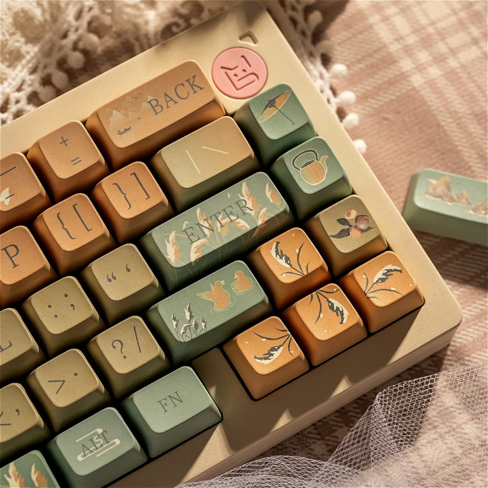 

126 keys, reed drift, keycap MDA PBT five-sided sublimation keycap, custom mechanical keyboard MX Switch keycap