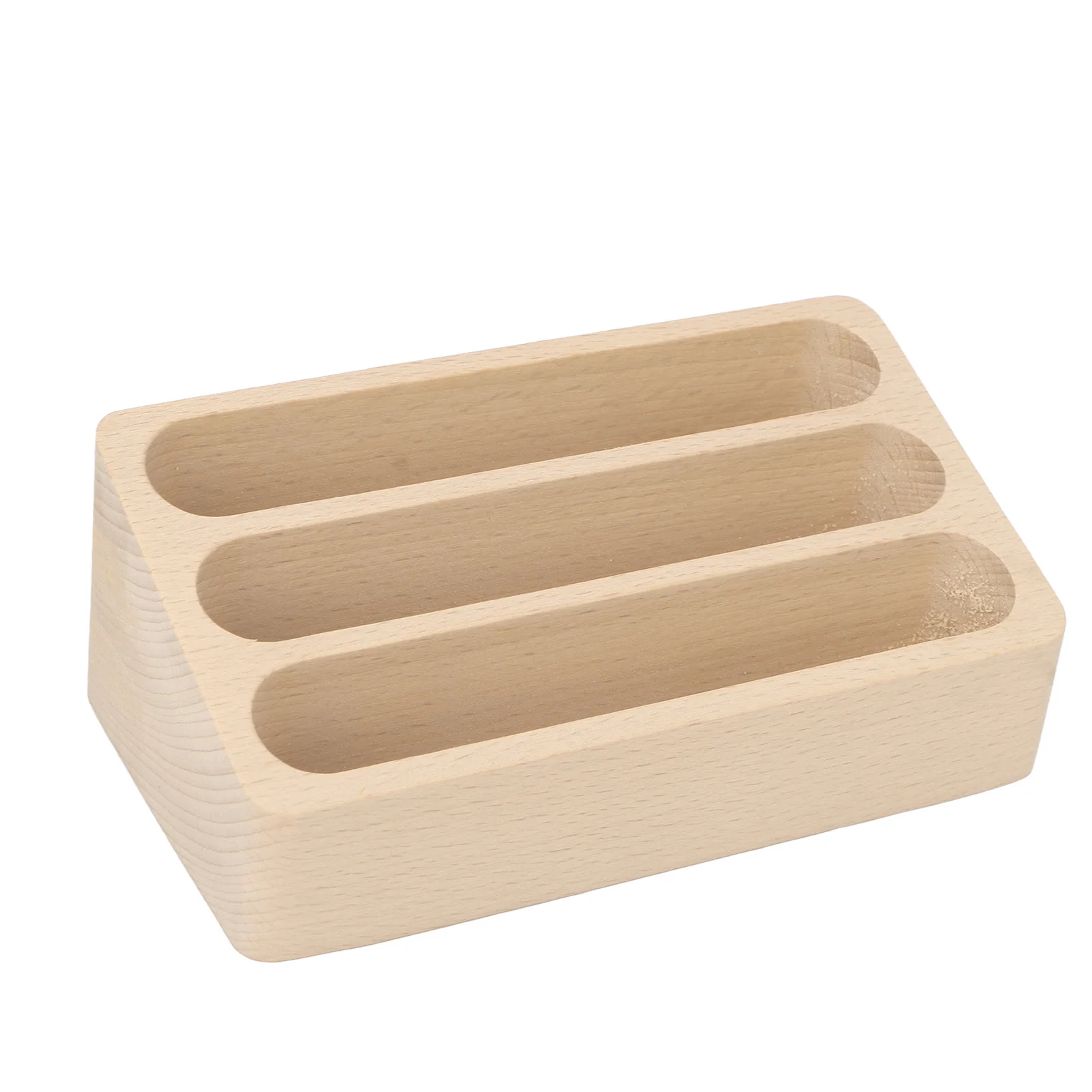 Business Card Holder Stand 3 Slots High Stability Wooden Name Card Display Counter for Office Salon Desktop Business Card Stand