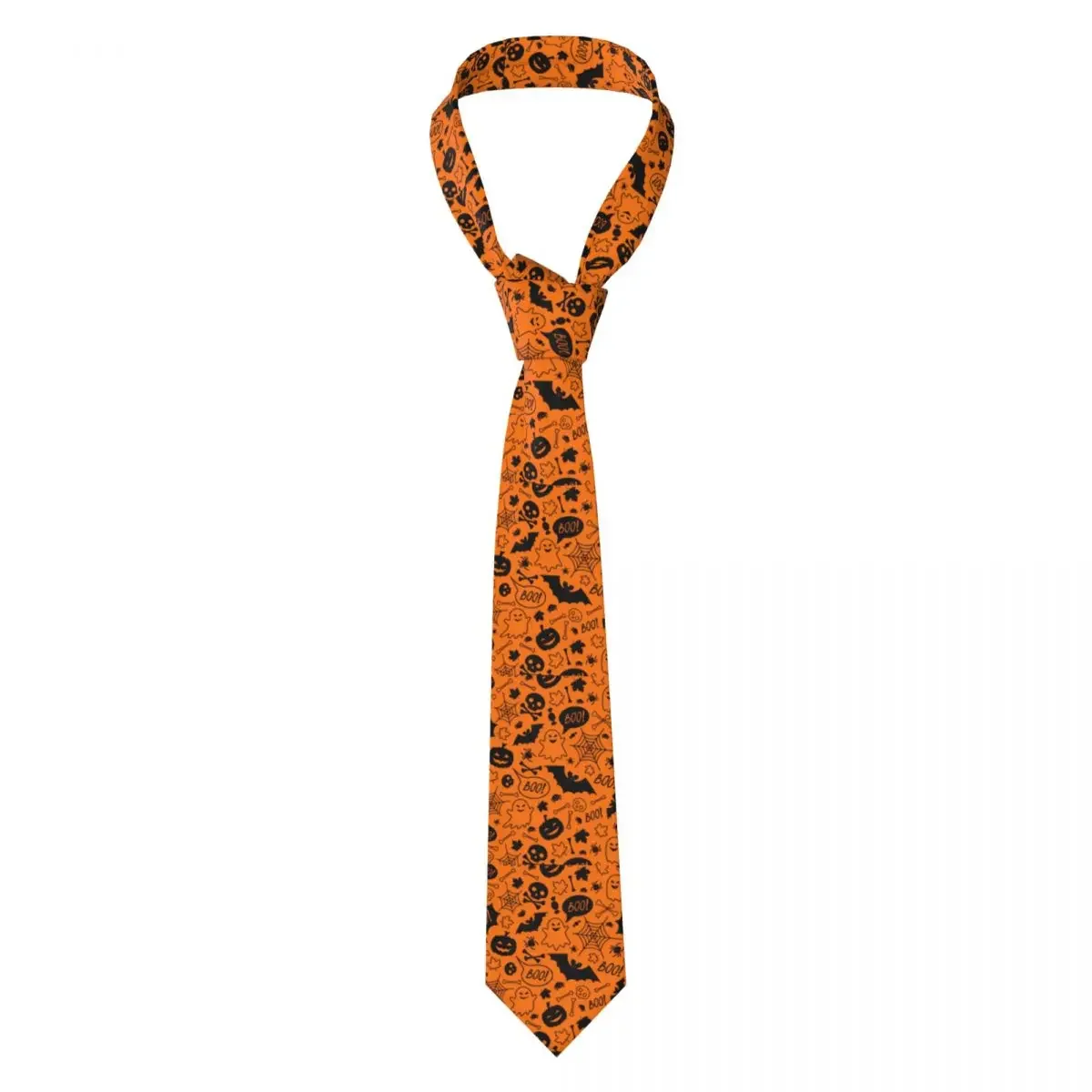 Custom Halloween Pumpkin Bat Witch Ghost Neck Ties Men Printed Necktie For Business Mens Silk Tie