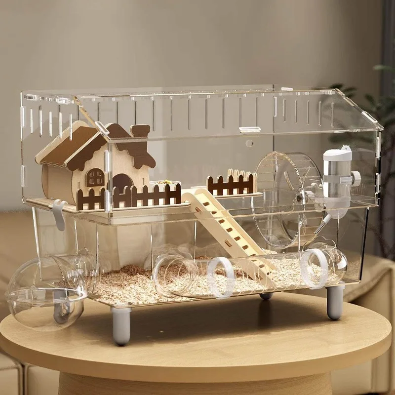 German hamster cage anti-bite acrylic transparent luxury villa large space easy to clean golden bear cage
