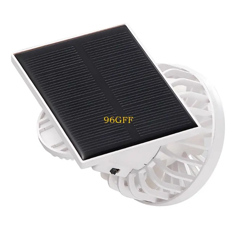 96GF Portable Clip Mount Fan with 3 Speed Rechargeable Battery Solar Powered