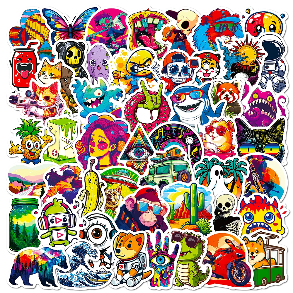 10/30/50PCS Street Art Hip Hop Colorful Graffiti Stickers Trendy Hip Hop Rap Decoration Stickers DIY Car Phone Laptop Stickers