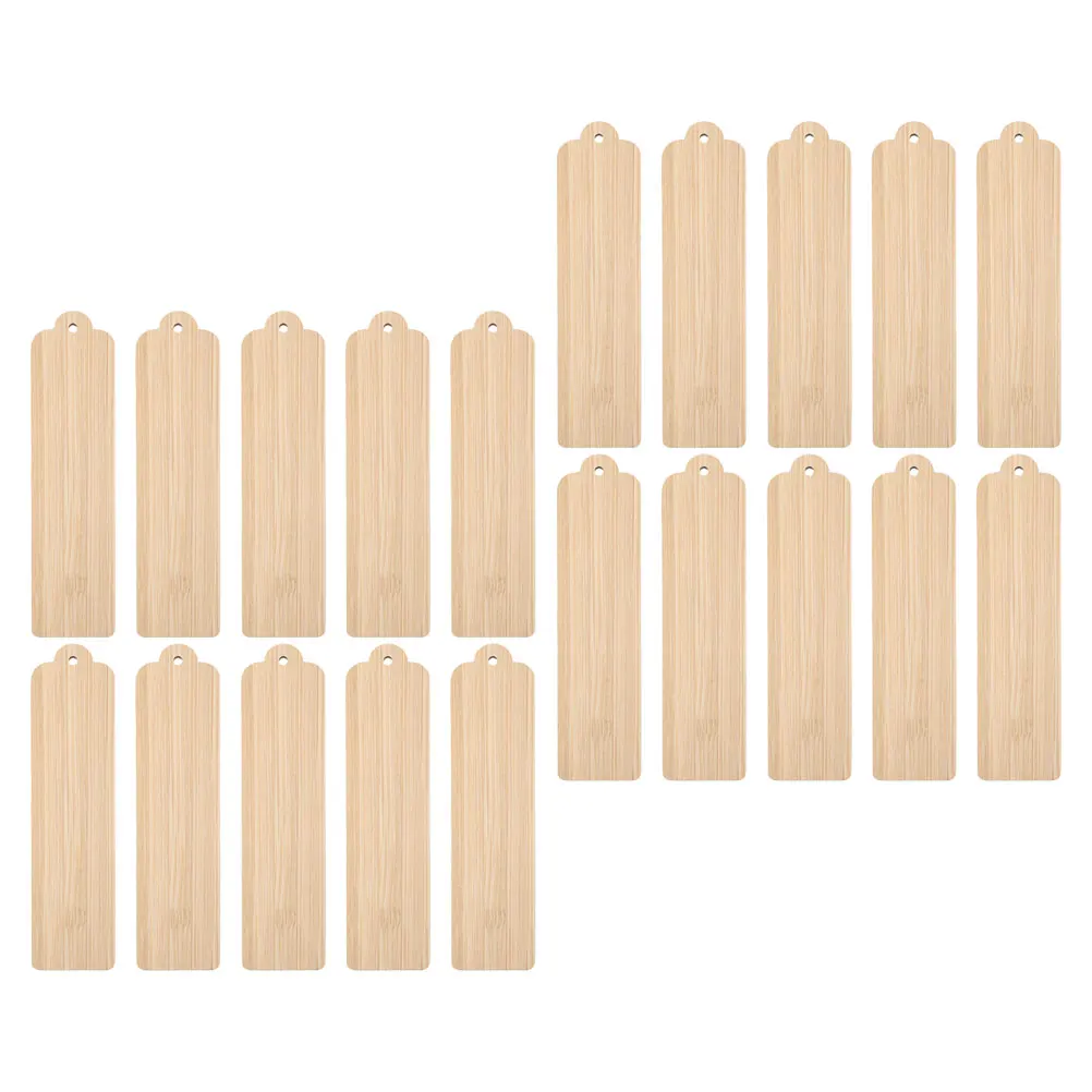 

20 Pcs Blank Bookmark Carving and Doodling Materials Wooden Tags Creative Bookmarks Unfinished Hanging DIY Crafts