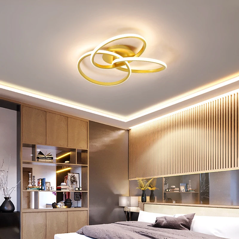 Modern LED Ceiling Light Indoor Lighting Black Gold Shamrock Lamps Bedroom Living Room Corridor Home Decoration Fixtures Lustre