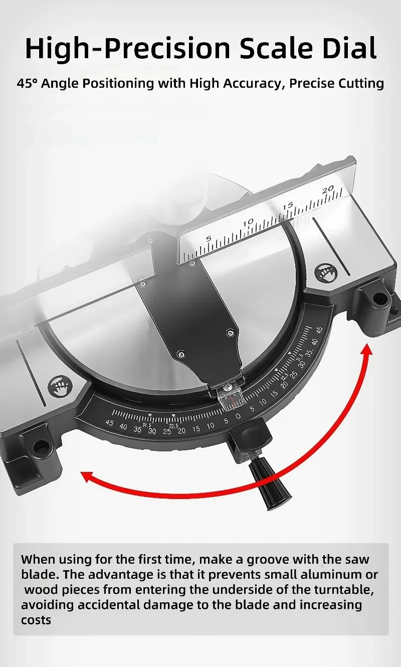 1650W 255mm高精度電動マイターソー、ターンテーブル付き、年末セール特別価格（220v対応）