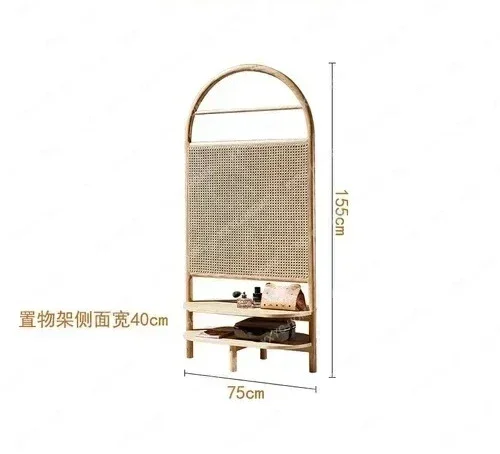

Y1 Nordic Rattan Screen Movable Household Minimalist Art Solid Wood Shelf Seat Screen Hallway Partition
