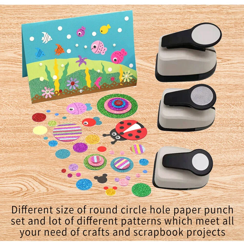 Multiple Sizes Punches Circular Paper Hole Punch Handmade Cutter Card DIY Round Paper ABS+alloy Embossing Device Gift Card Punch