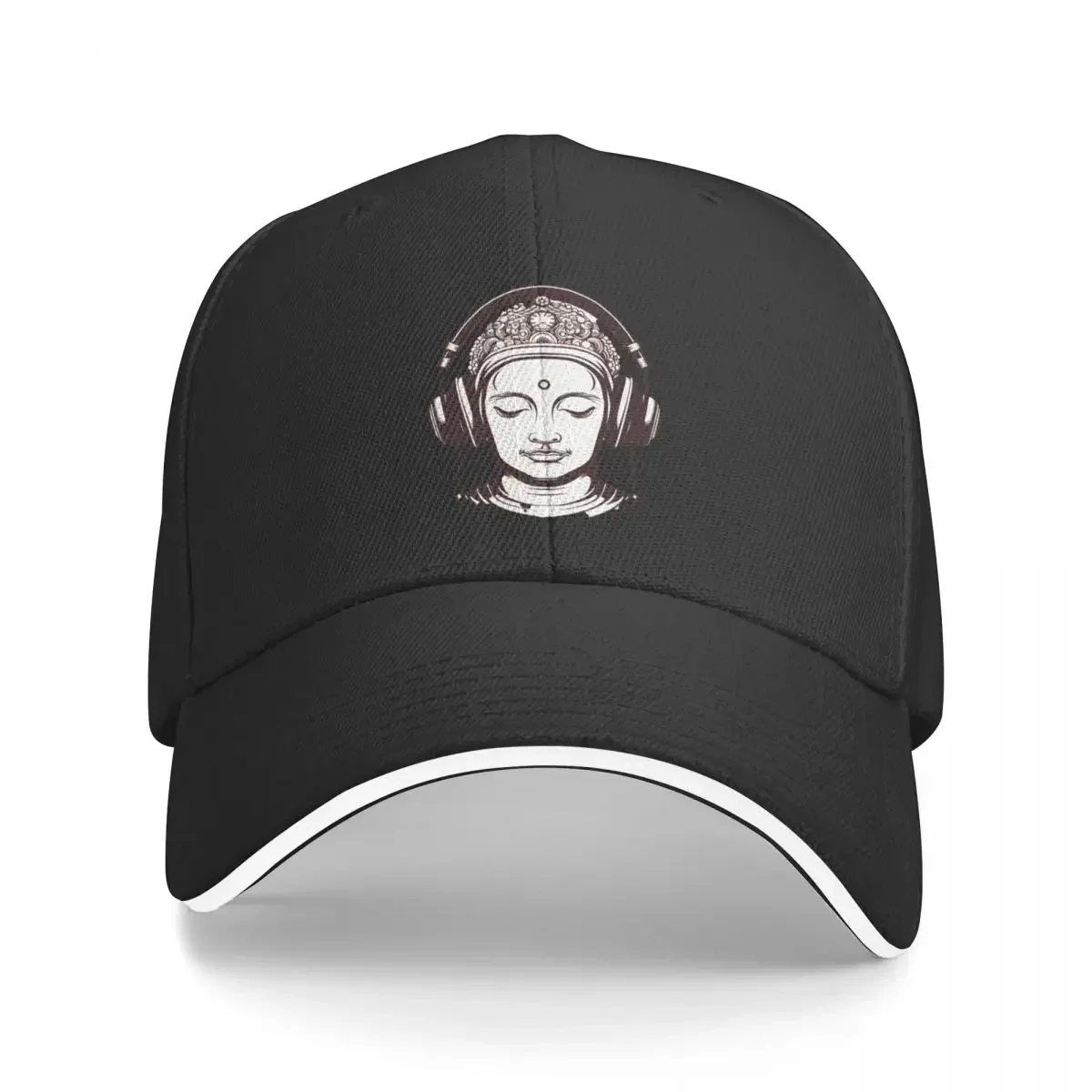 

Serenity in Sound: Chilling Buddha Meditating with Yoga Music Headphones Baseball Cap dad hat Golf Men Women's