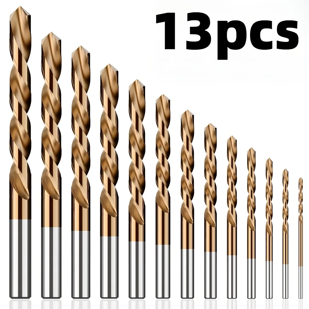 13-teiliges M35 Kobalt HSS Bohrer-Set mit Rundgriff, Langlebiges Präzisionsbohrset für Metall, Edelstahl & Holz