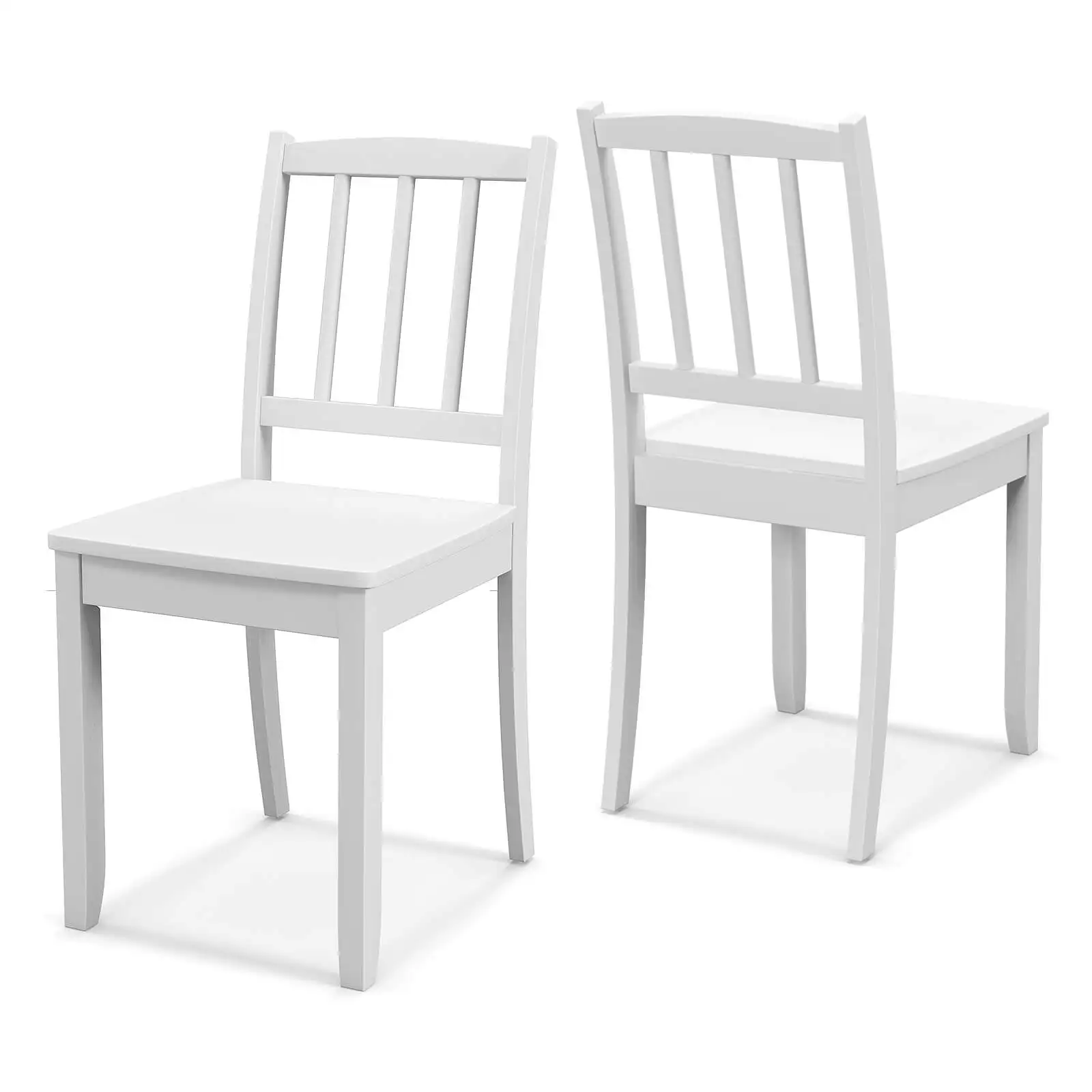 Wood Dining Chair Set of 2 w/ Rubber Wood Legs Curved Backrest for Kitchen