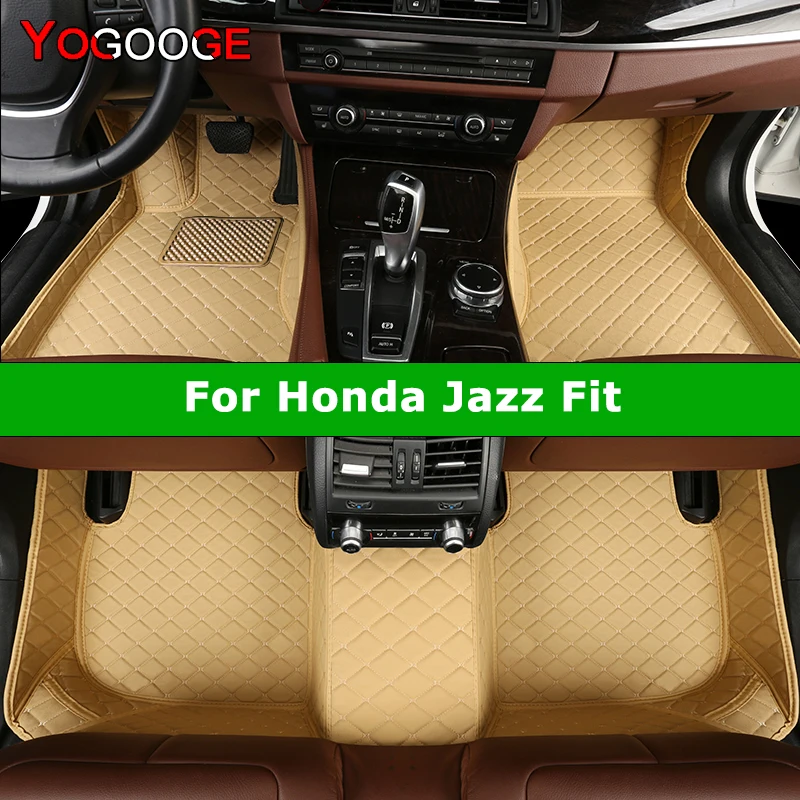 

YOGOOGE Custom Car Floor Mats For Honda Jazz Fit Auto Carpets Foot Coche Accessorie